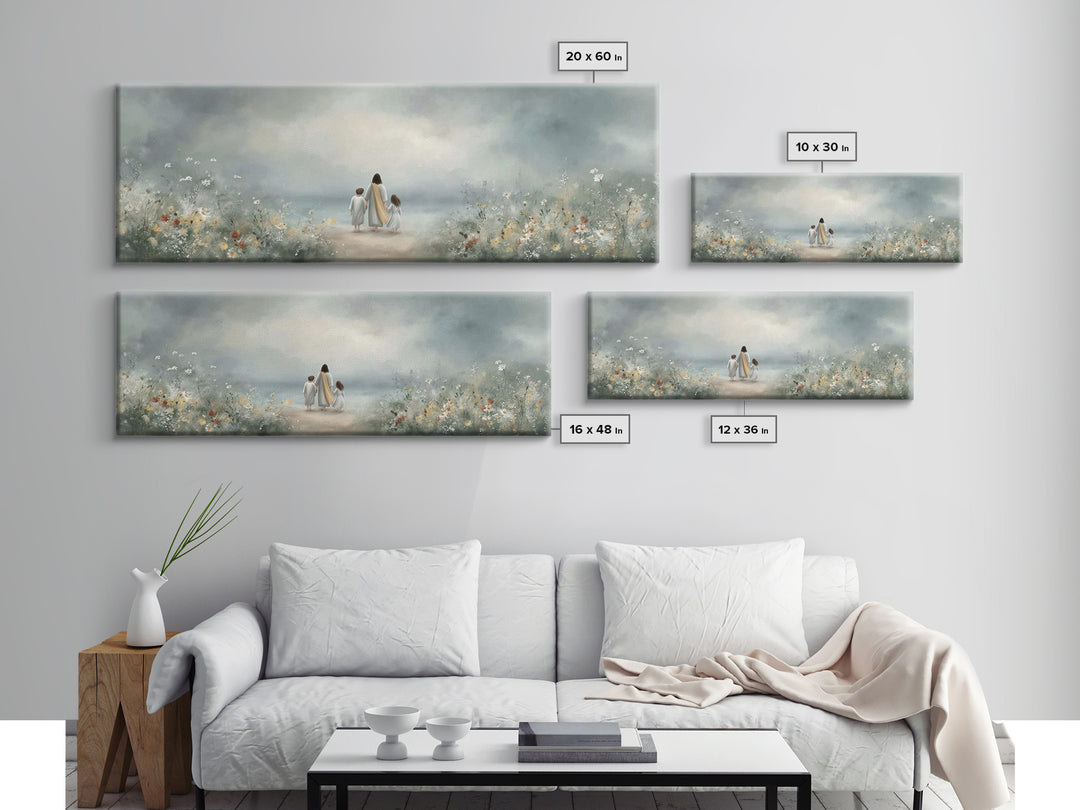 Walk In His Light – Framed Canvas Print – Christian Art Canvas – Panoramic Wall Art – Jesus Art Print – Christian Decor