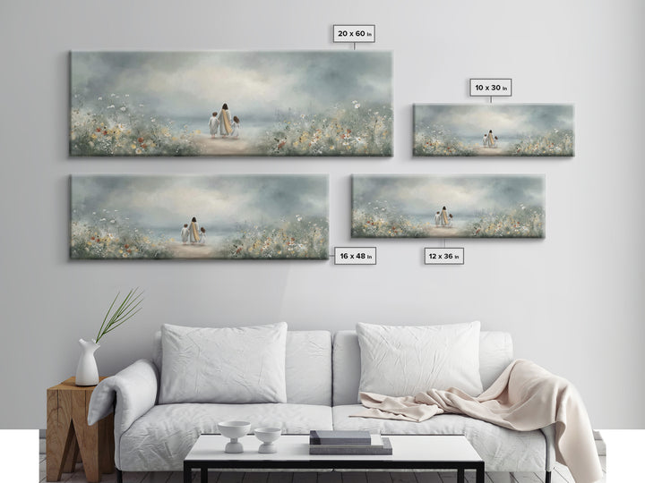 Walk In His Light – Framed Canvas Print – Christian Art Canvas – Panoramic Wall Art – Jesus Art Print – Christian Decor