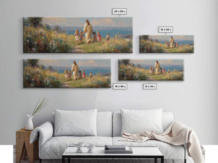Hillside Of Hope - Framed Canvas Print - Panoramic Painting - Christian Wall Art - Jesus Art Print - Christian Art Canvas
