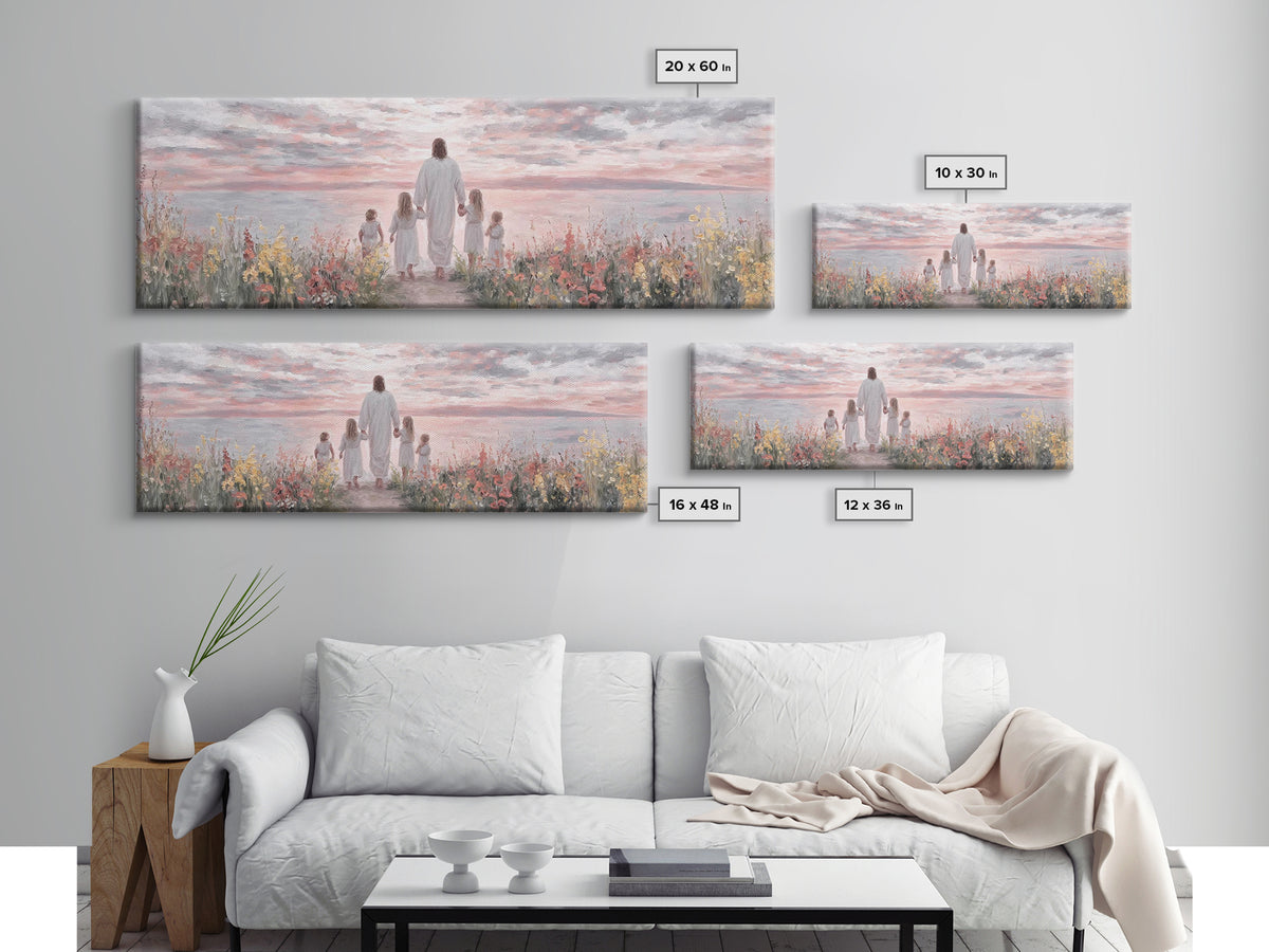 Sunrise Of Grace, Framed Canvas Print, Christian Art Canvas, Panoramic Frame, Jesus Painting, Christian Wall Art