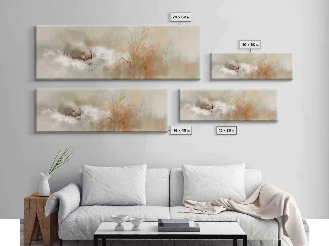 Silent Holy Night, Framed Canvas Print, Christian Christmas Art, Panoramic Wall Art, Jesus Art Print, Christian Decor