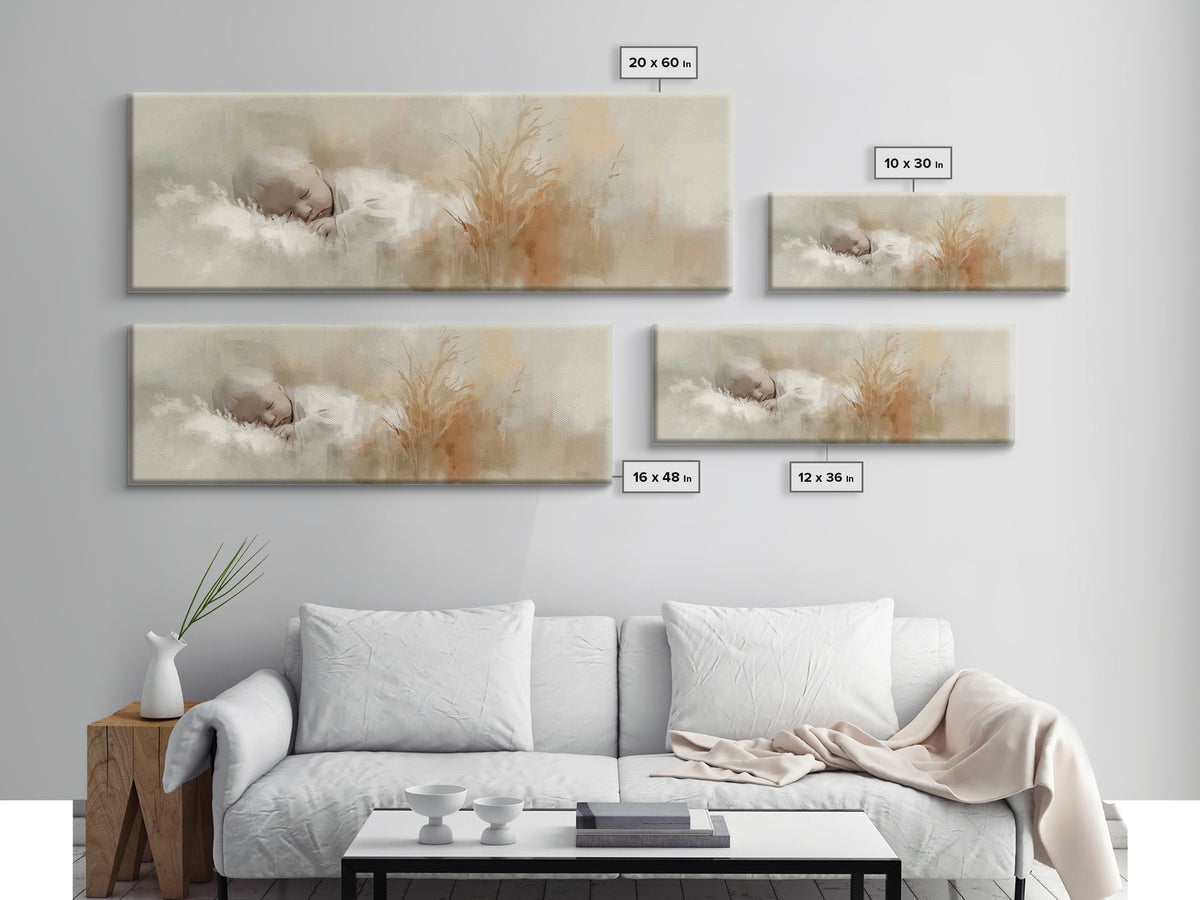 Silent Holy Night, Framed Canvas Print, Christian Christmas Art, Panoramic Wall Art, Jesus Art Print, Christian Decor
