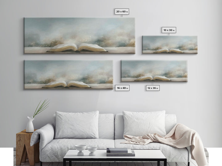 Bible Illumined – Framed Canvas Print – Panoramic Art – Christian Art Canvas – Christian Art – Christian Wall Art – Subtle Christian Art