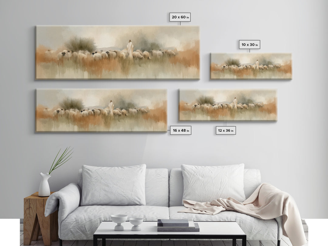 Garden Path Grace – Framed Canvas Print – Panoramic Art – Christian Wall Art – Jesus Painting – Christian Art Canvas