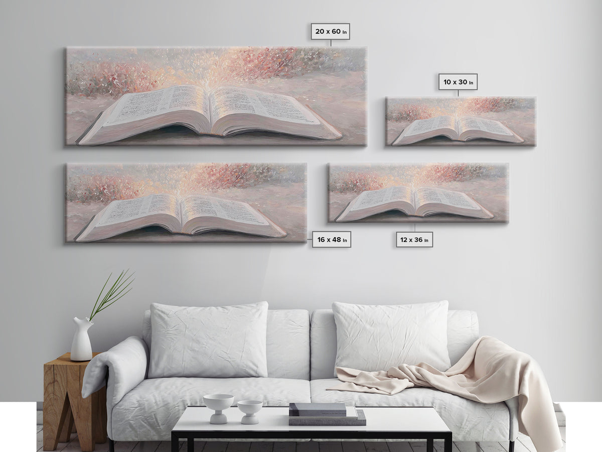 Blossoms Of Faith – Framed Canvas Print – Christian Wall Art – Christian Art Canvas – Panoramic Wall Art – Christian Painting – Christmas A