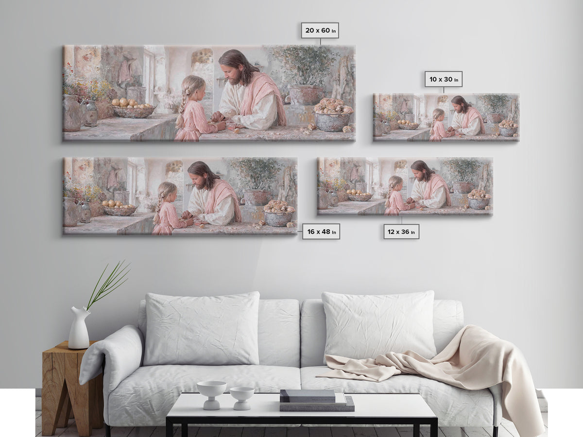 Bread Of Hope | Framed Canvas Print | Christian Art Canvas | Panoramic Wall Art | Christian Wall Art | Jesus Painting | Christian Decor | C