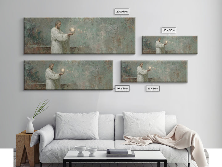 Lantern Of Grace | Framed Canvas Print | Christian Wall Art | Panoramic Frame | Christian Art Canvas | Christian Decor | Jesus Painting | C