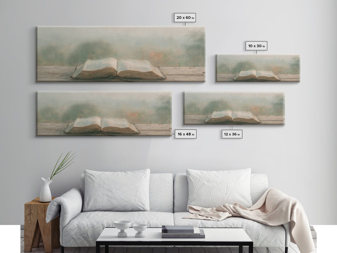Quiet Morning Grace | Framed Canvas Print | Christian Art | Christian Wall Art | Panoramic Painting | Christian Canvas Art | Christmas Wall