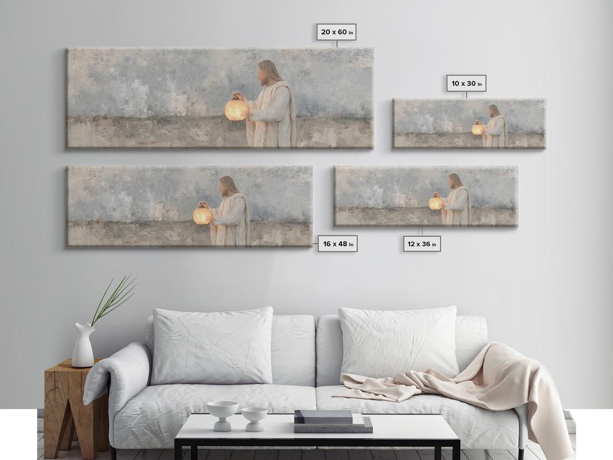 Radiant Night Walk – Framed Canvas Print – Christian Art Canvas – Panoramic Painting – Christian Wall Art – Christian Decor – Christmas Art