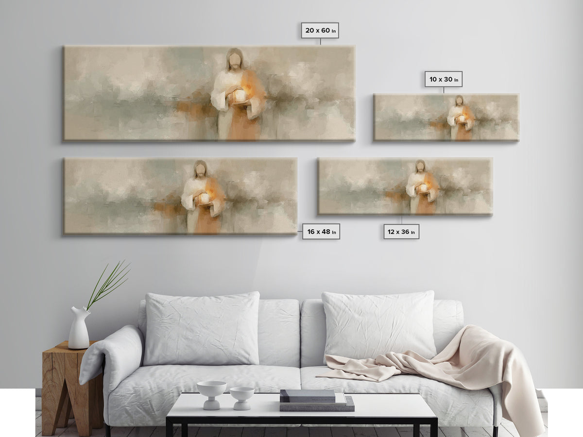 The Eternal Flame, Framed Canvas Print, Christian Art Canvas, Panoramic Art, Jesus Painting, Christian Wall Art, Christian Decor, Christmas