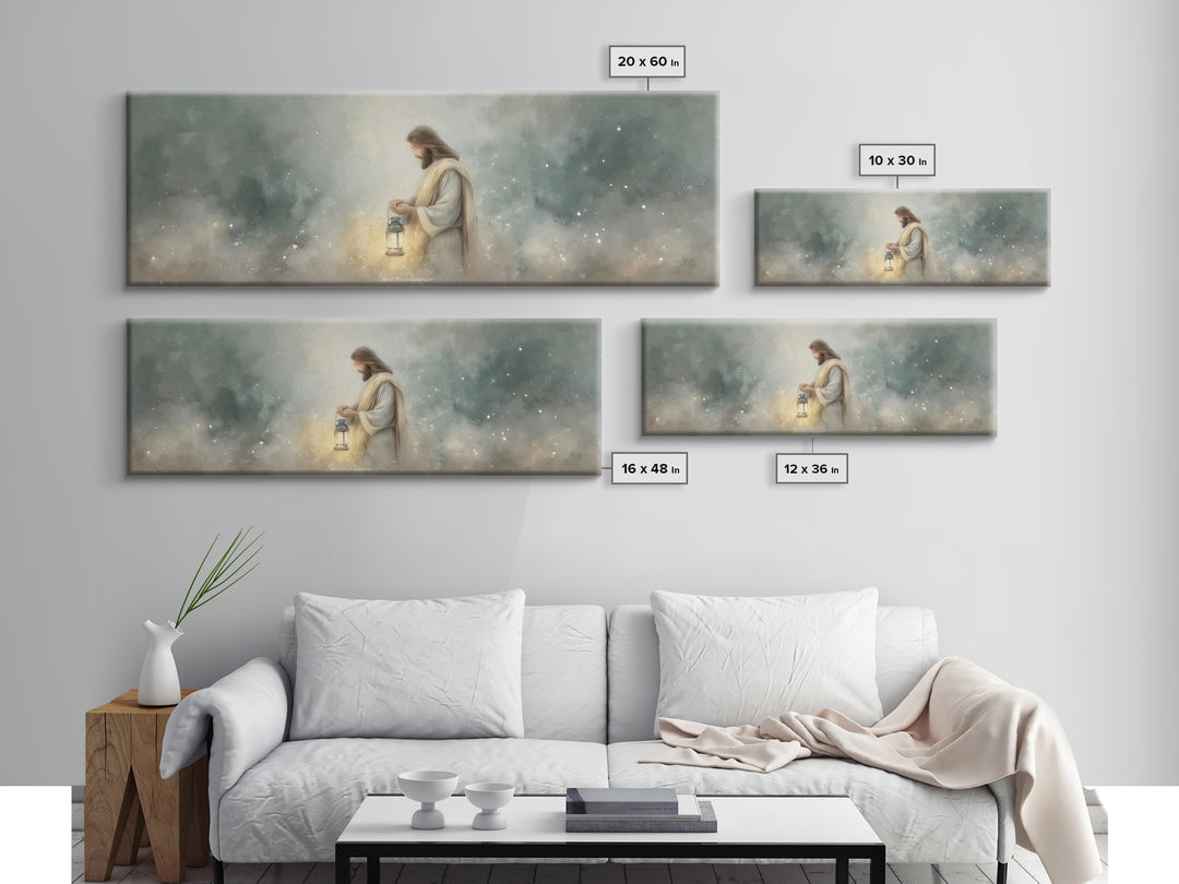Lantern Of Peace – Framed Canvas Print – Panoramic Art – Christian Art Canvas – Christian Wall Art – Jesus Painting – Christian Christmas A