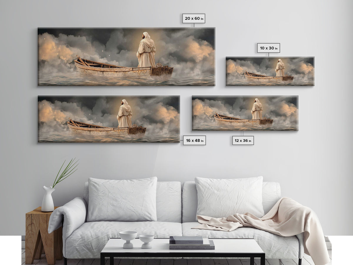 Light Of Salvation | Framed Canvas Print | Panoramic Painting | Christian Art Canvas | Christian Wall Art | Jesus Painting | Christian Chri