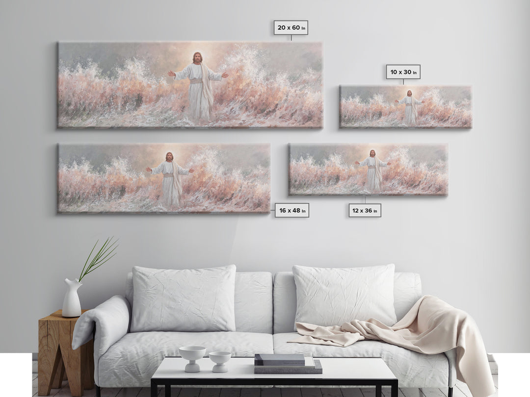 Stormborne Grace – Framed Canvas Print – Panoramic Frame – Christian Wall Art – Jesus Painting – Christian Art Canvas – Christian Decor – C