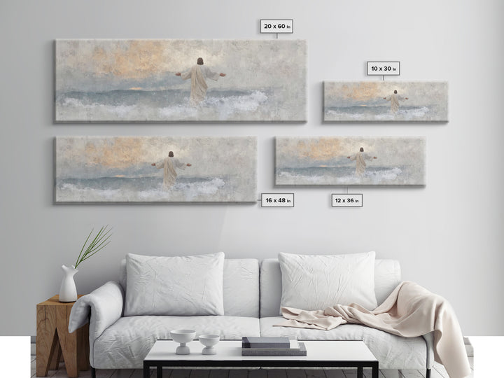 Waves Of Glory, Framed Canvas Print, Panoramic Wall Art, Christian Art Canvas, Christian Wall Art, Jesus Painting, Christian Decor, Christm