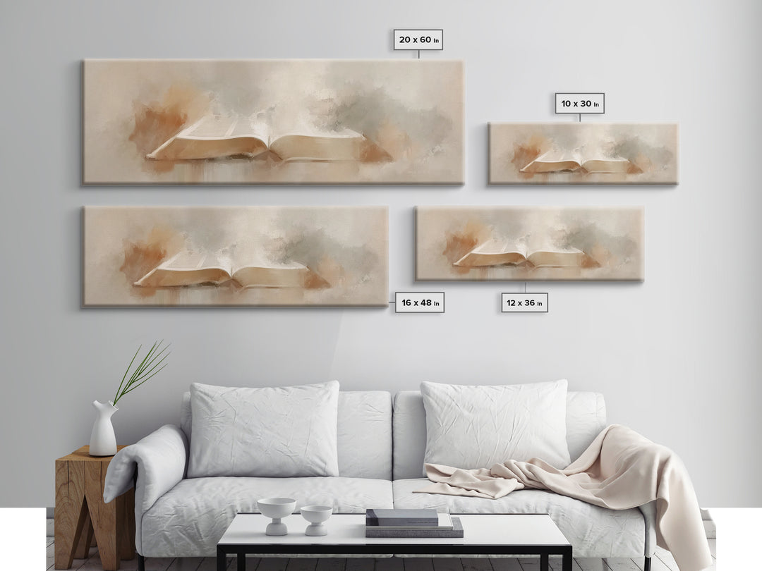 Misty Dawn Prayer, Framed Canvas Print, Christian Art Canvas, Christian Wall Art, Panoramic Print, Christian Painting, Christmas Art