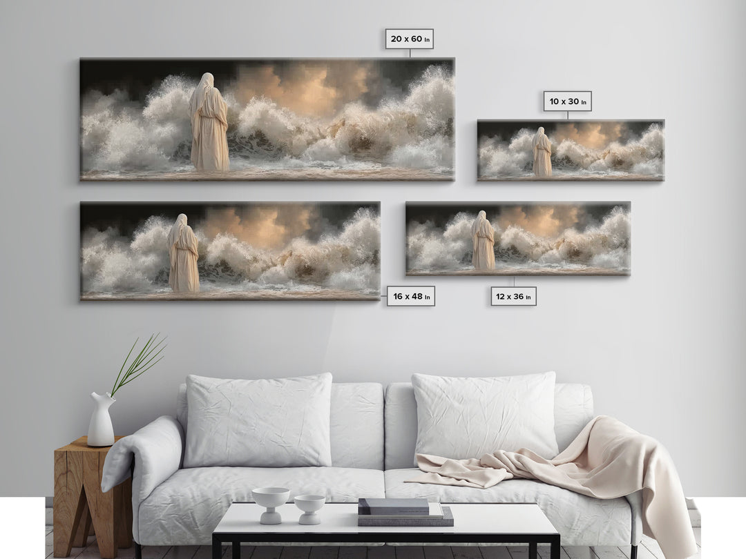 Calm Beyond Storm – Framed Canvas Print – Panoramic Painting – Christian Art – Jesus Painting – Christian Wall Art – Subtle Christian Art