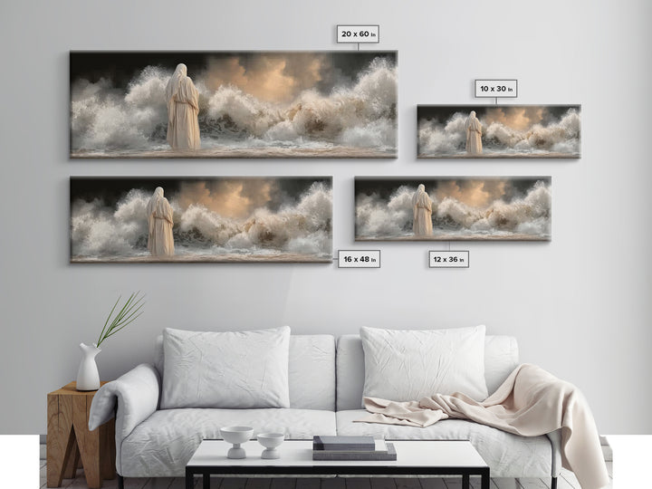 Calm Beyond Storm – Framed Canvas Print – Panoramic Painting – Christian Art – Jesus Painting – Christian Wall Art – Subtle Christian Art