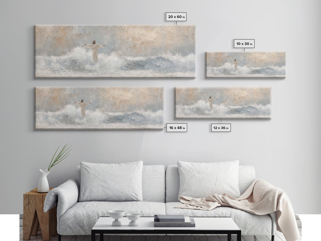 Majestic Tide, Framed Canvas Print, Panoramic Frame, Christian Wall Art, Christian Art Canvas, Jesus Painting, Large Christian Painting
