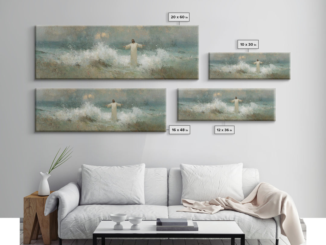 Heavenly Rising, Framed Canvas Print, Panoramic Painting, Christian Art Canvas, Jesus Painting, Christian Wall Art, Christmas Art Prints