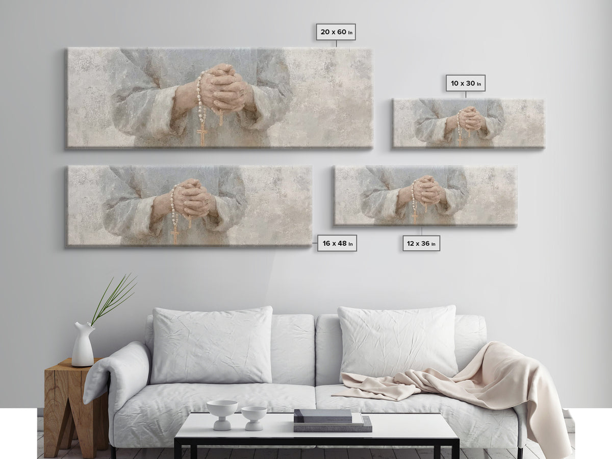 Gentle Spirit Light – Framed Canvas Print – Christian Wall Art – Christian Art – Panoramic Frame – Christian Painting – Christmas Art