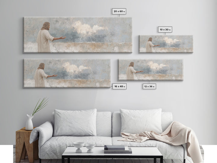 Heaven’s Thunder, Framed Canvas Print, Panoramic Print, Christian Art Canvas, Christian Wall Art, Jesus Painting, Modern Christian Art