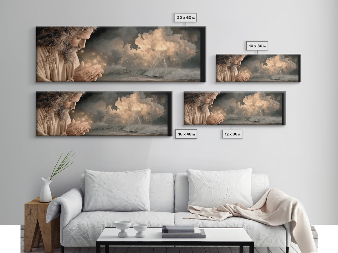 Sacred Dawn | Framed Canvas Print | Panoramic Wall Art | Christian Art | Jesus Painting | Christian Art Canvas | Christian Decor