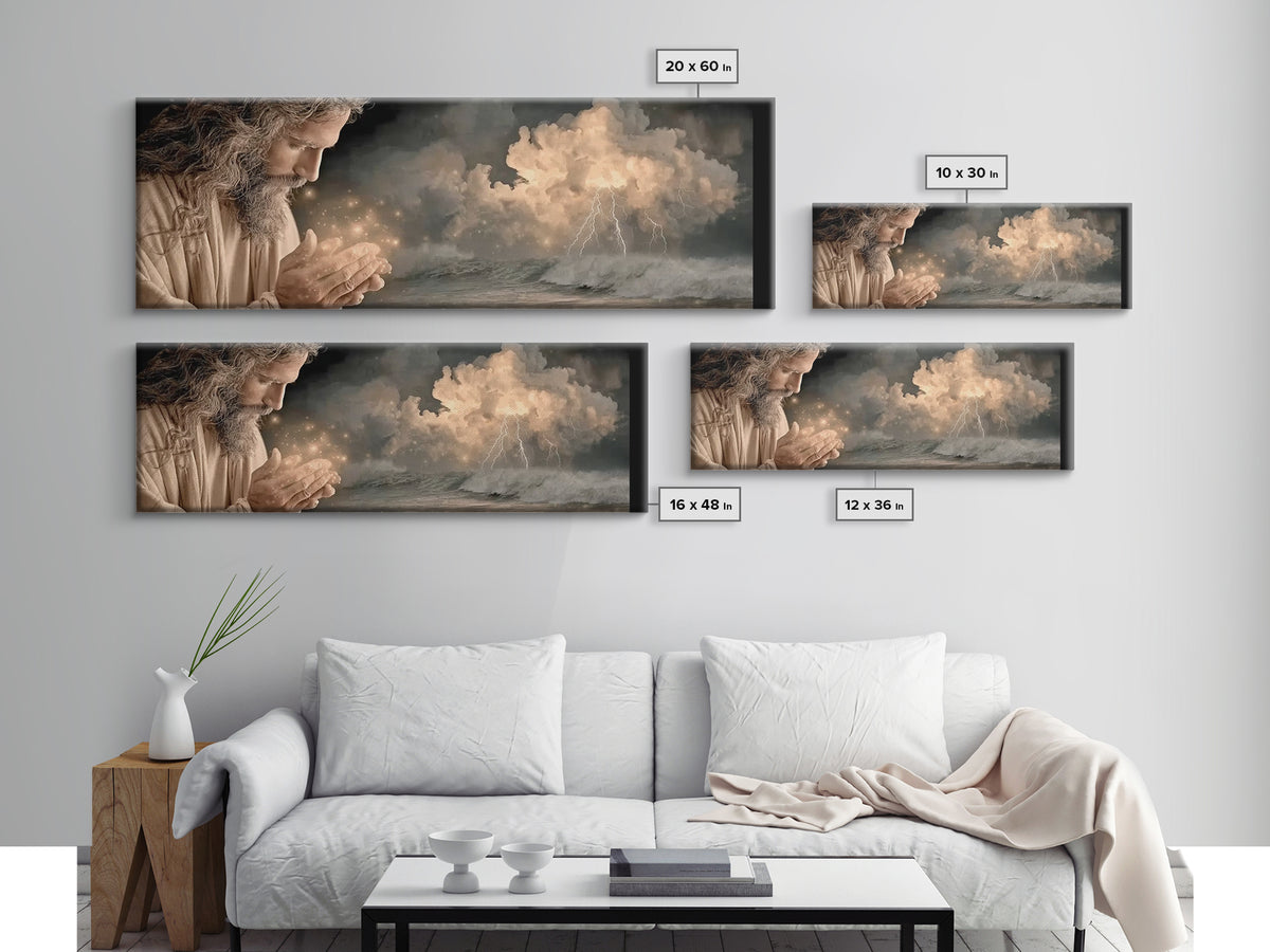Sacred Dawn | Framed Canvas Print | Panoramic Wall Art | Christian Art | Jesus Painting | Christian Art Canvas | Christian Decor
