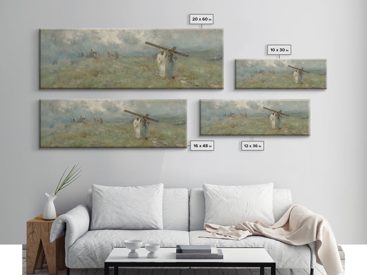 Hill Of Grace, Framed Canvas Print, Christian Art Canvas, Jesus Painting, Panoramic Wall Art, Christian Wall Art, Christian Gift Ideas