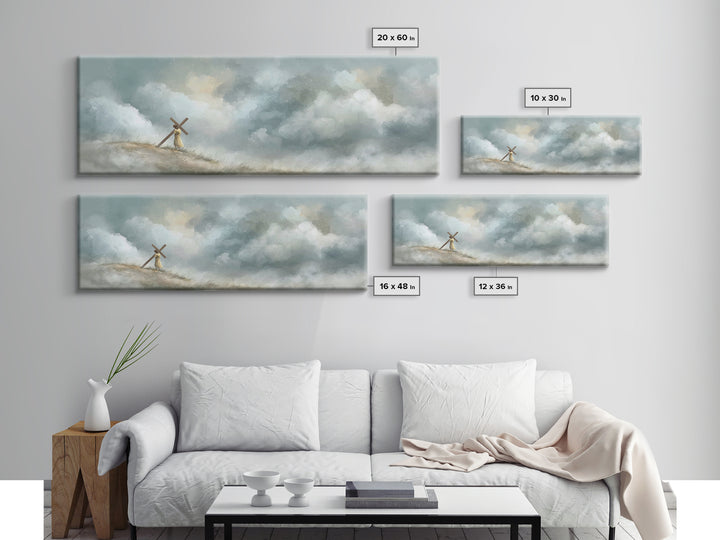 Burden Of Love | Framed Canvas Print | Christian Art Work | Jesus Painting | Panoramic Painting | Large Christian Art | Christian Decor