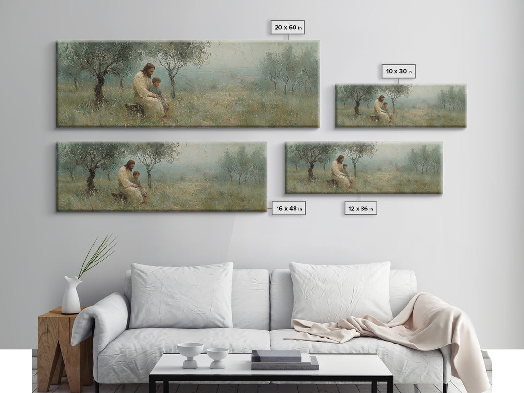 Quiet Steps Home – Framed Canvas Print – Christian Art Canvas – Jesus Painting – Panoramic Frame – Christian Wall Art – Christian Gift