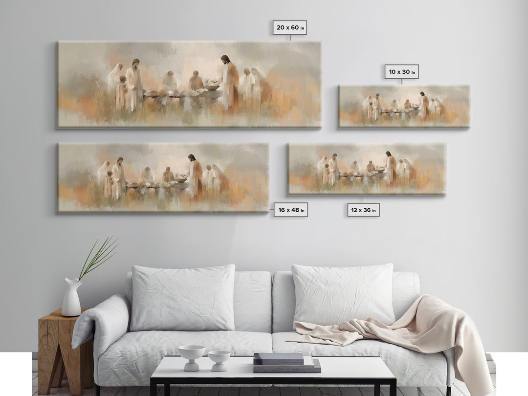 Bread Of Blessing – Framed Canvas Print – Christian Wall Art – Christian Art Canvas – Panoramic Art – Jesus Painting – Christian Decor