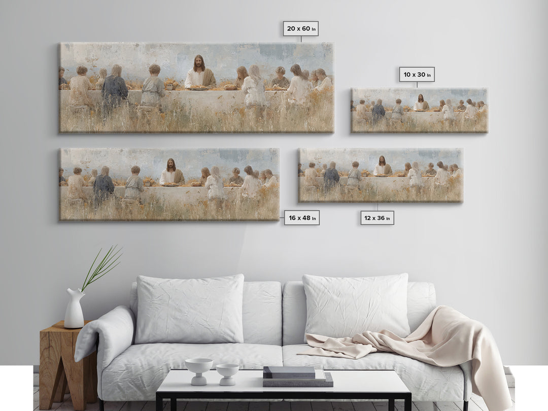Table Of Grace | Framed Canvas Print | Christian Wall Art | Jesus Painting | Panoramic Painting | Christian Art Canvas | Christian Decor