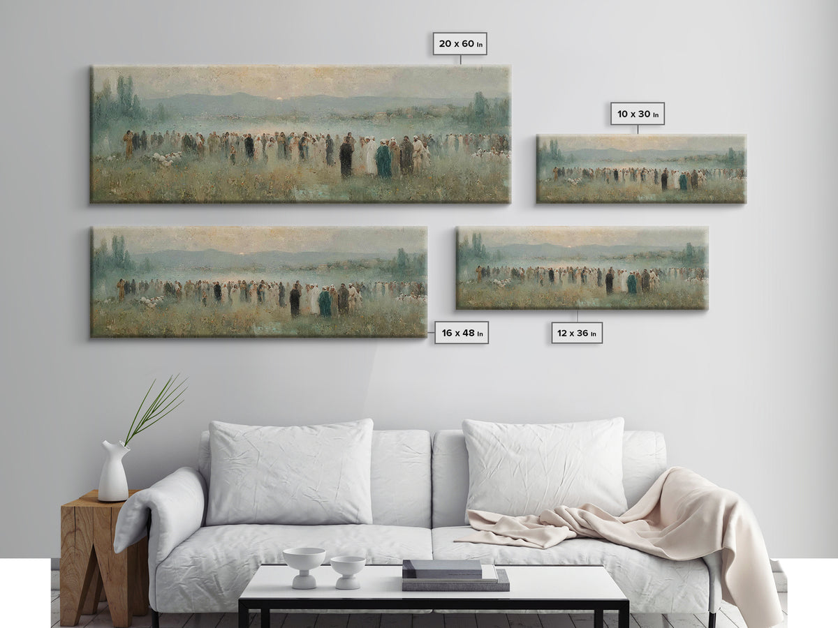 Crowd Of Hope – Framed Canvas Print – Christian Wall Art – Panoramic Painting – Christian Art Canvas – Christian Art – Jesus Painting