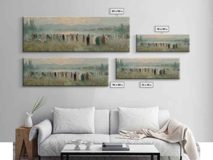 Crowd Of Hope – Framed Canvas Print – Christian Wall Art – Panoramic Painting – Christian Art Canvas – Christian Art – Jesus Painting
