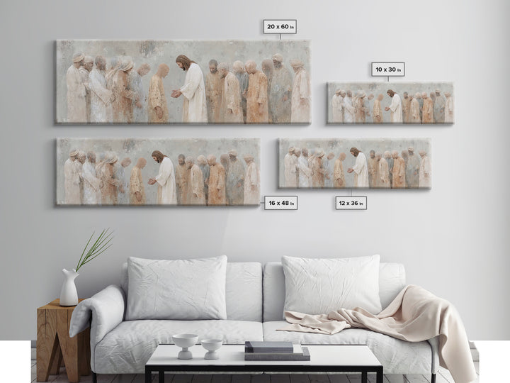 Healing At Dawn, Framed Canvas Print, Christian Art Canvas, Christian Wall Art, Panoramic Frame, Jesus Painting, Christian Art Print