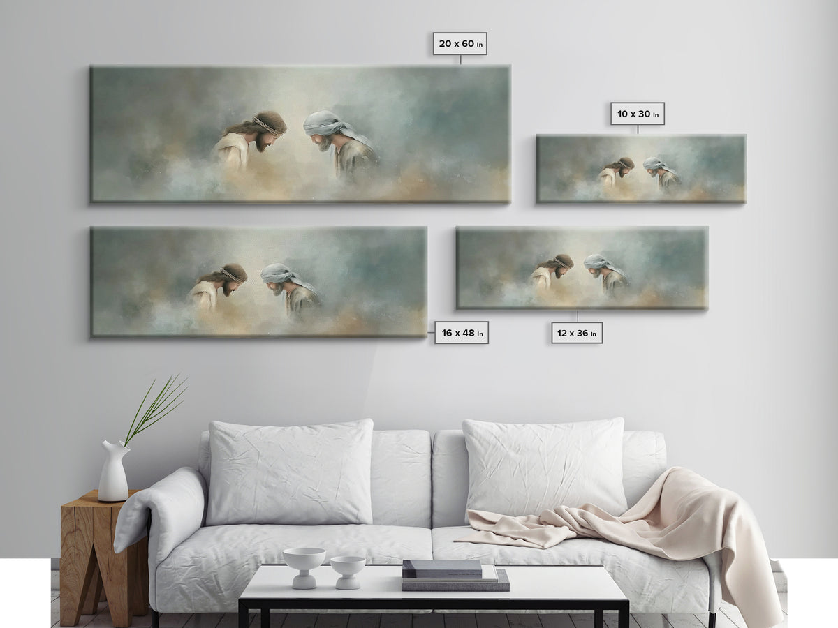 Humble Devotion – Framed Canvas Print – Panoramic Art – Christian Wall Art – Jesus Painting – Christian Art Canvas – Christian Gift