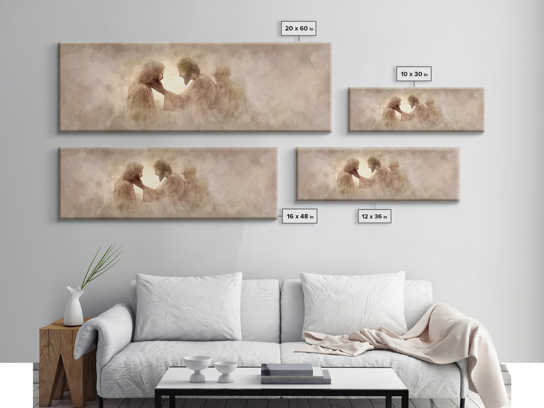 Tender Restoration | Framed Canvas Print | Christian Art Canvas | Large Jesus Painting | Panoramic Painting | Christian Wall Art | Christia