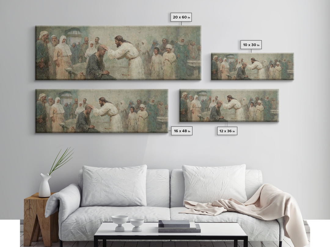 Healing Grace Path, Framed Canvas Print, Christian Art Print, Jesus Painting, Panoramic Art, Christian Wall Art, Christian Decor