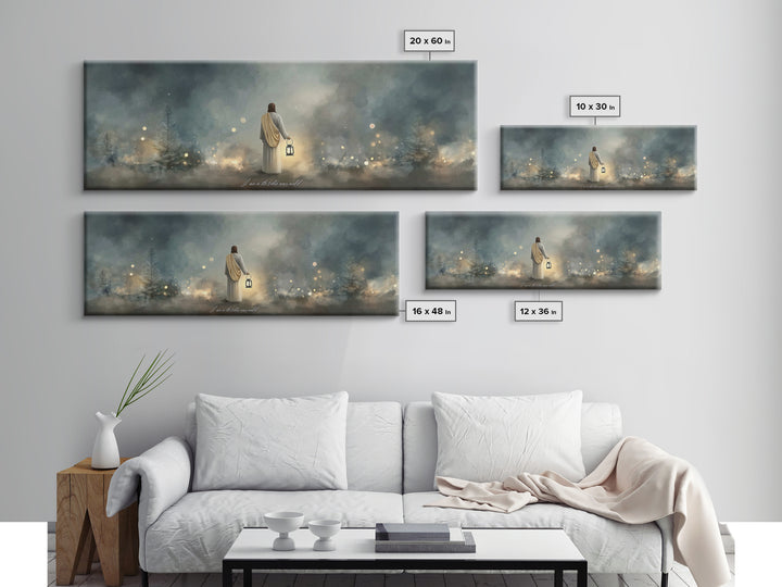 Lantern Of Hope | Framed Canvas Print | Jesus Canvas Art | Panoramic Art | Christian Wall Art | Christian Art Canvas | Christian Decoration