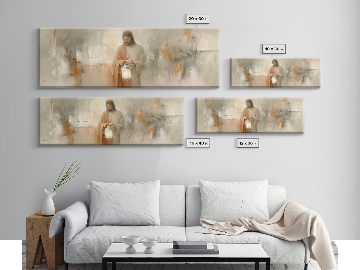 Light Of Mercy, Framed Canvas Print, Christian Art Canvas, Jesus Painting, Panoramic Print, Christian Wall Art, Christmas Art
