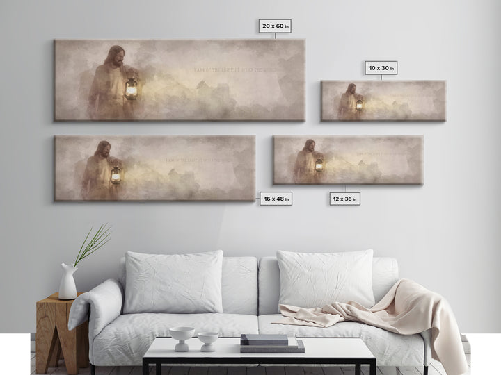 Guiding In Stillness – Framed Canvas Print – Christian Wall Art – Jesus Art Canvas – Panoramic Painting – Christian Decor – Christian Gift