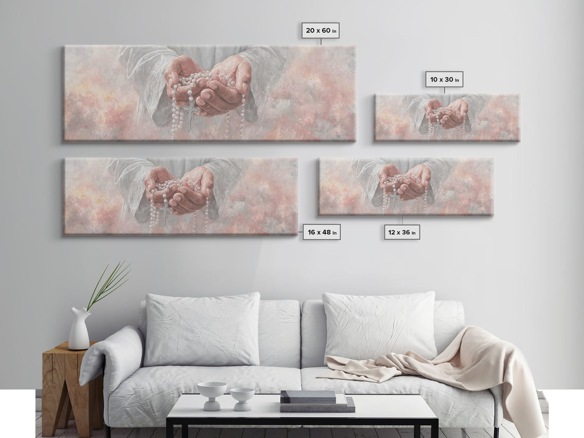 Mercy In Offering | Framed Canvas Print | Christian Wall Art | Christian Art Canvas | Panoramic Wall Art | Jesus Painting | Christmas Art