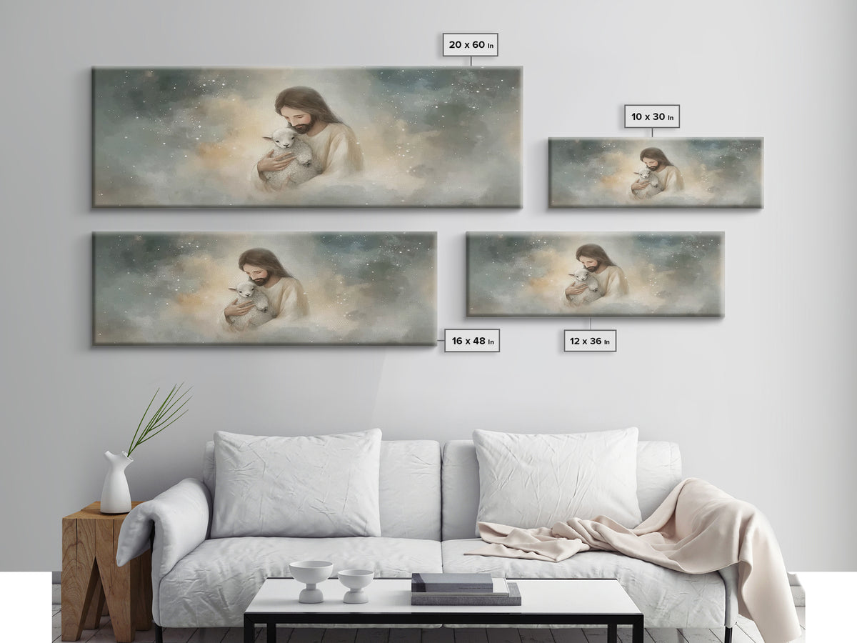 Stars Of His Mercy – Framed Canvas Print – Panoramic Wall Art – Jesus Canvas Art – Christian Art Painting – Christian Gift Ideas – Modern C