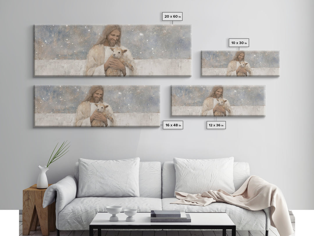Cosmic Shepherd Light – Framed Canvas Print – Panoramic Art – Christian Art Canvas – Jesus Painting – Christian Wall Art – Subtle Christian