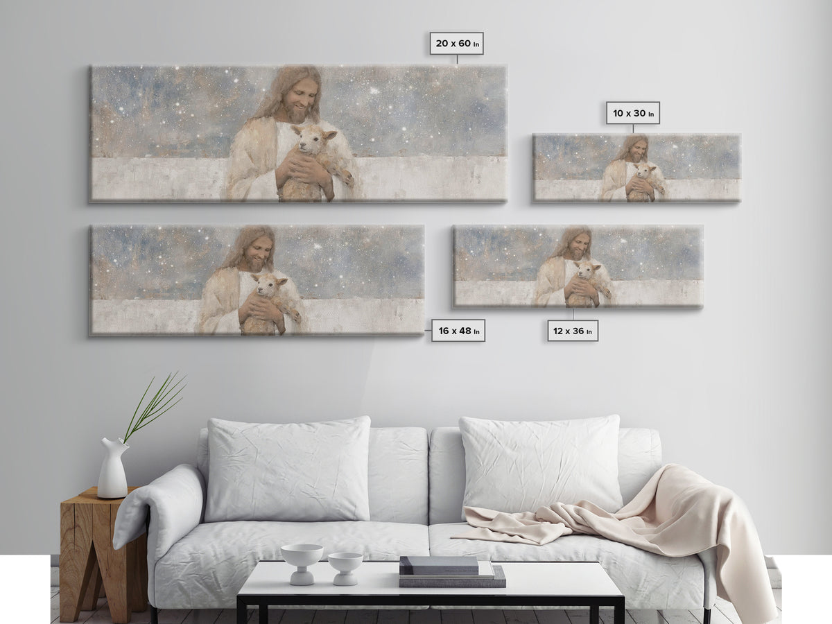 Cosmic Shepherd Light – Framed Canvas Print – Panoramic Art – Christian Art Canvas – Jesus Painting – Christian Wall Art – Subtle Christian