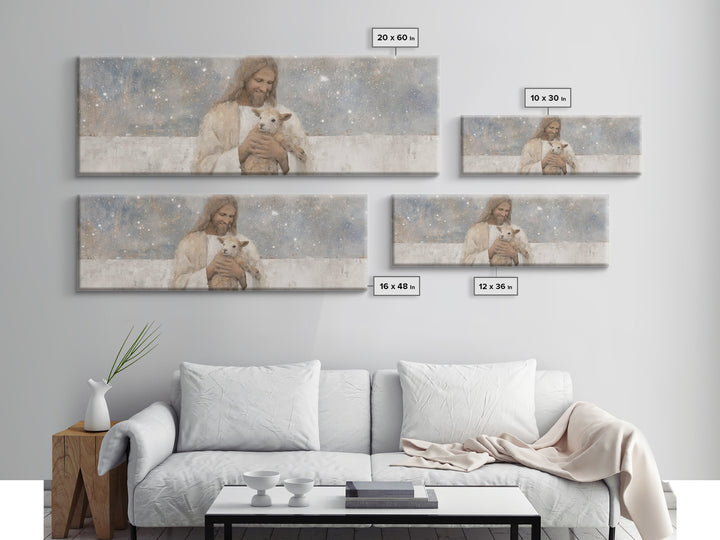 Cosmic Shepherd Light – Framed Canvas Print – Panoramic Art – Christian Art Canvas – Jesus Painting – Christian Wall Art – Subtle Christian