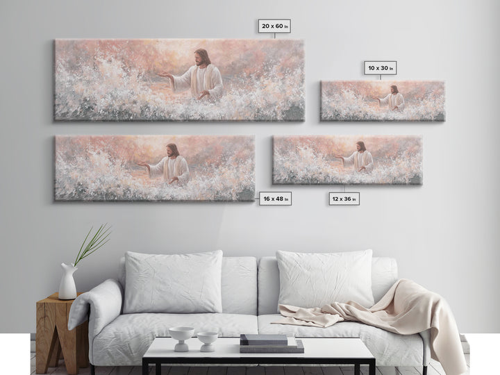 Waves Of His Grace – Framed Canvas Print – Panoramic Painting – Christian Art Canvas – Jesus Art Print – Christian Wall Art – Large Christi