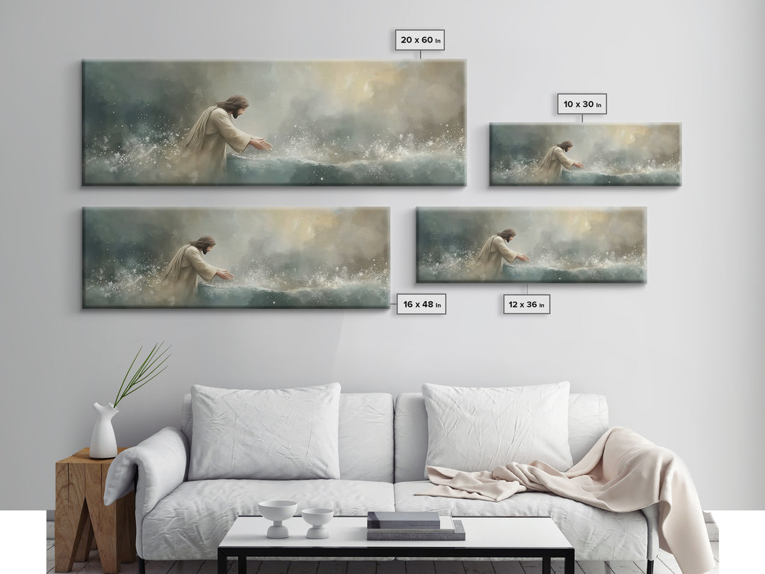 Heavenly Waters – Framed Canvas Print – Christian Wall Art – Jesus Painting – Panoramic Art – Christian Art Canvas – Christian Decor