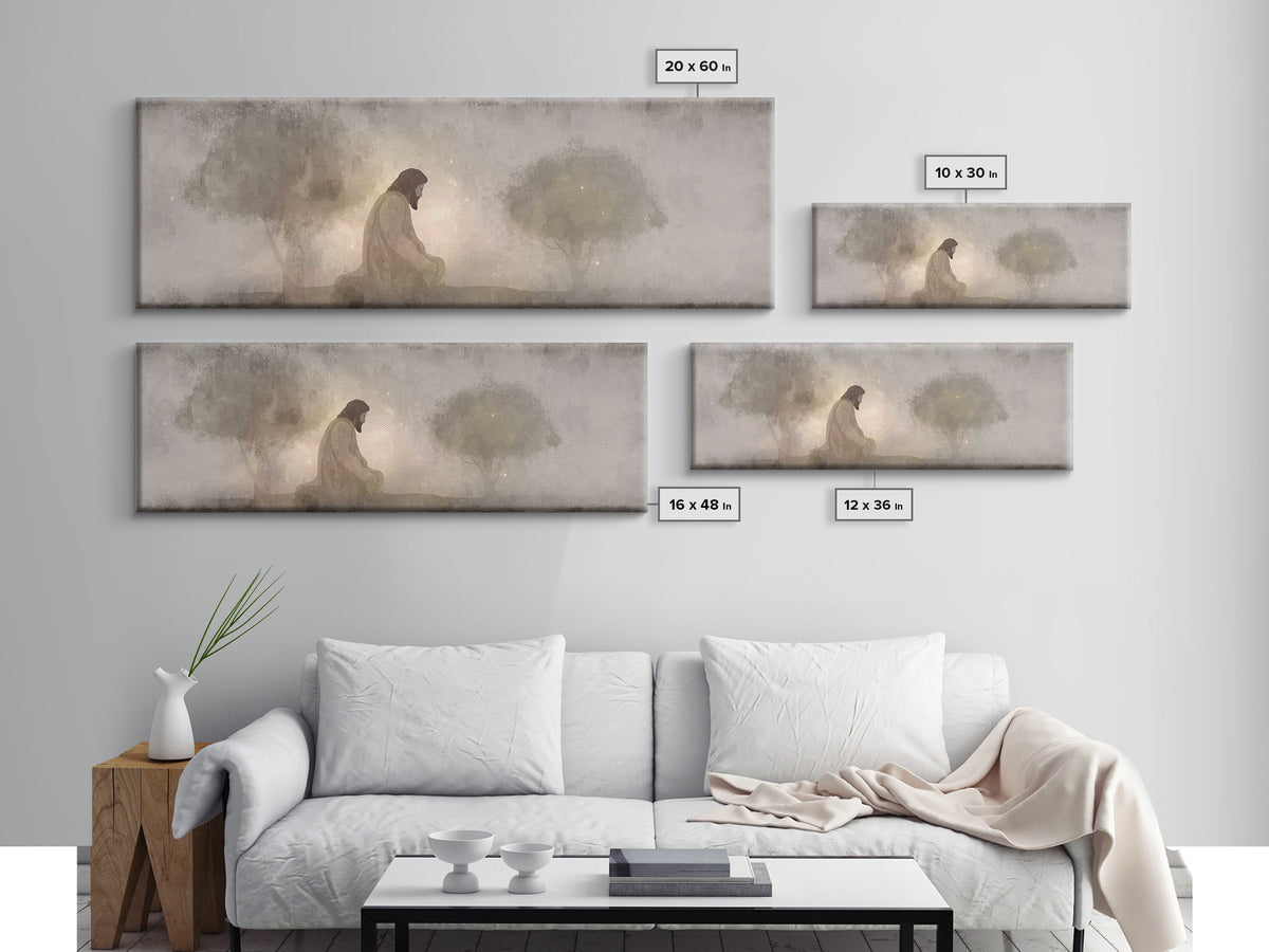 Sacred Vigil | Framed Canvas Print | Christian Art Canvas | Panoramic Art | Christian Wall Art | Jesus Painting | Christian Gift Ideas