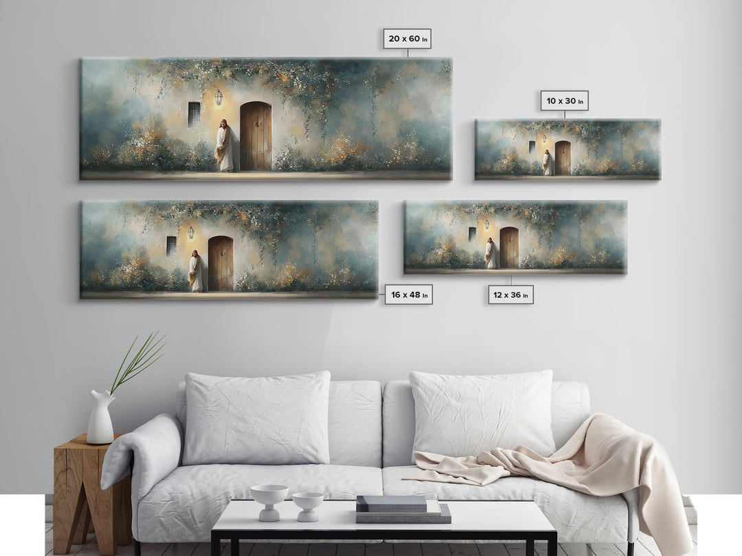 Lamp Of Hope, Framed Canvas Print, Christian Art, Jesus Painting, Panoramic Art, Christian Decor, Christian Gift, Large Christian Art, Jesu